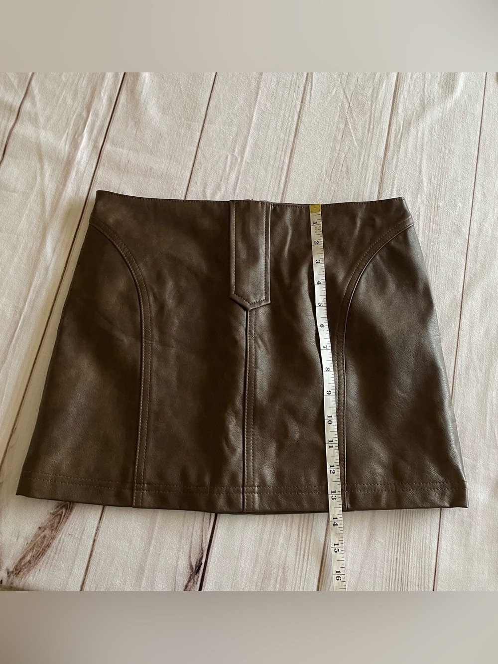 Madden NYC Faux Leather Mini Skirt Women’s XS Brown Lined Edgy Western Concert - Picture 8 of 10